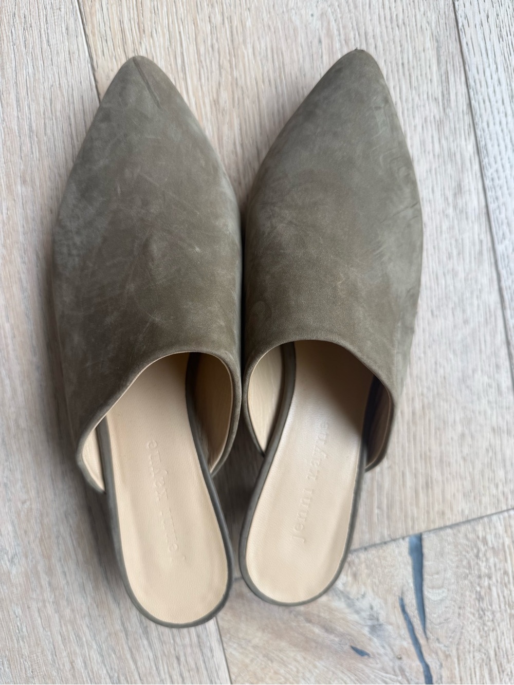 Jenni Kayne Olive-Tone Pointed Slip-On Mules